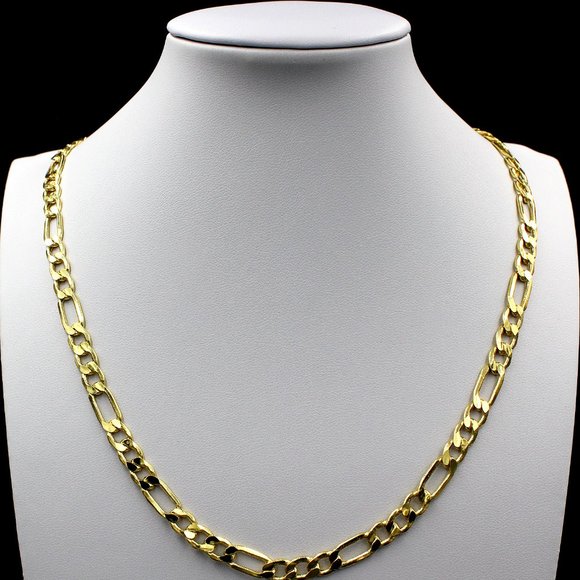 Real 10K Yellow Gold 5.5mm Figaro Link Chain Necklace 22" inch